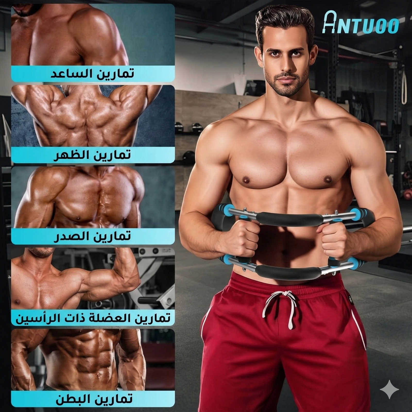 صورة توضح استخدامات وعضلات جهاز التمارين