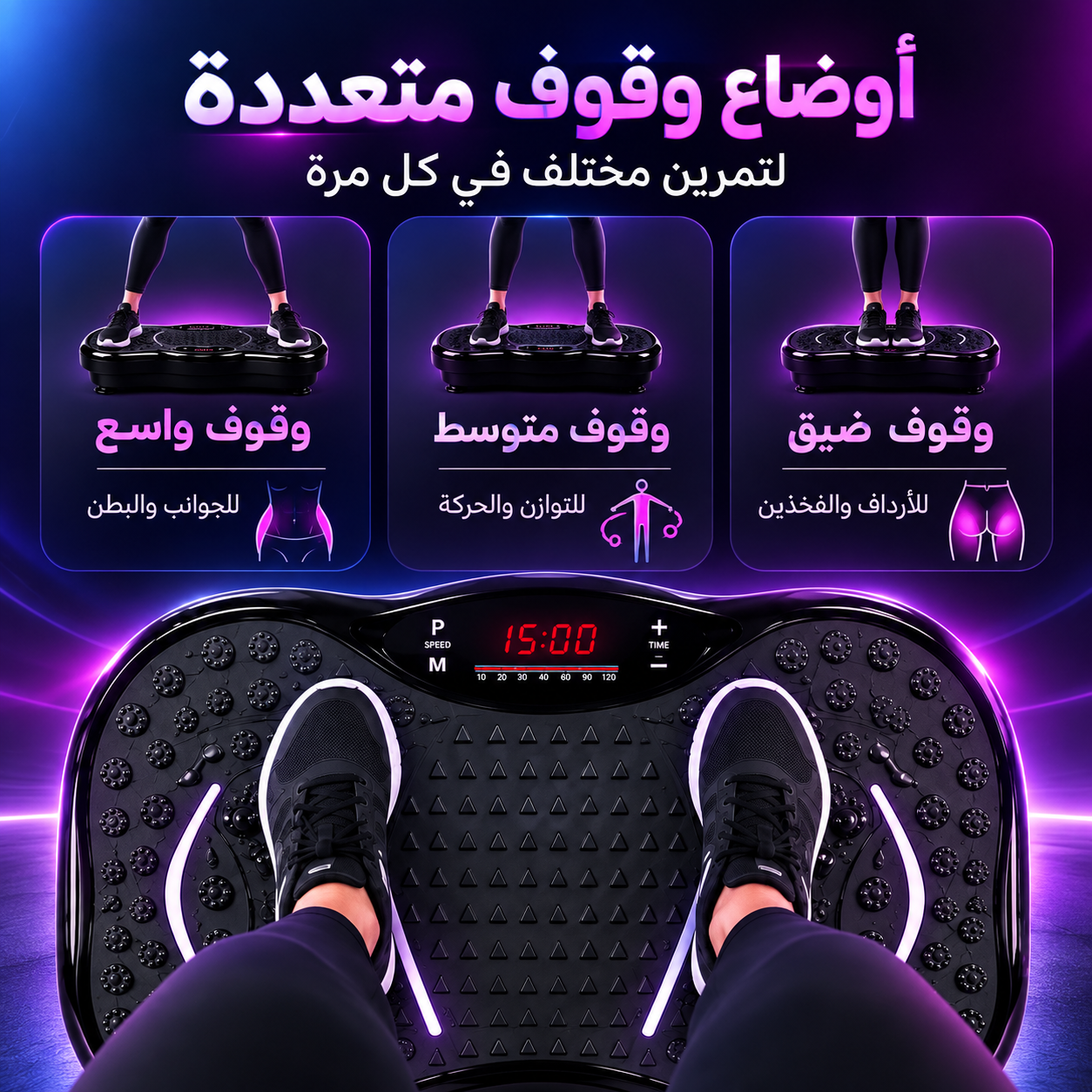 أوضاع وقوف متعددة على جهاز VIBRAFIT